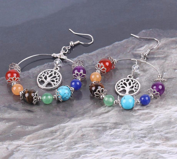 Tree of Life Gem Stones Earrings