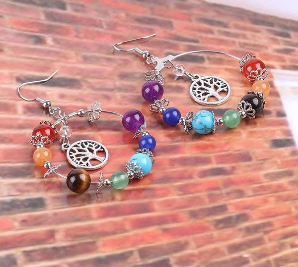 Tree of Life Gem Stones Earrings