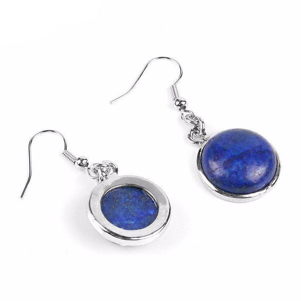 Natural Round Gem Stone Drop Earrings