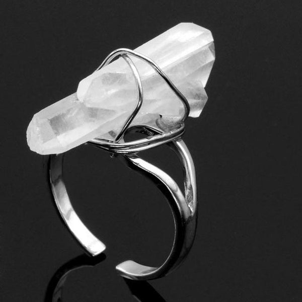 Natural Clear Crystal Quartz Ring