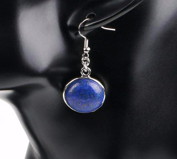 Natural Round Gem Stone Drop Earrings