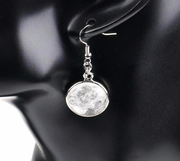 Natural Round Gem Stone Drop Earrings